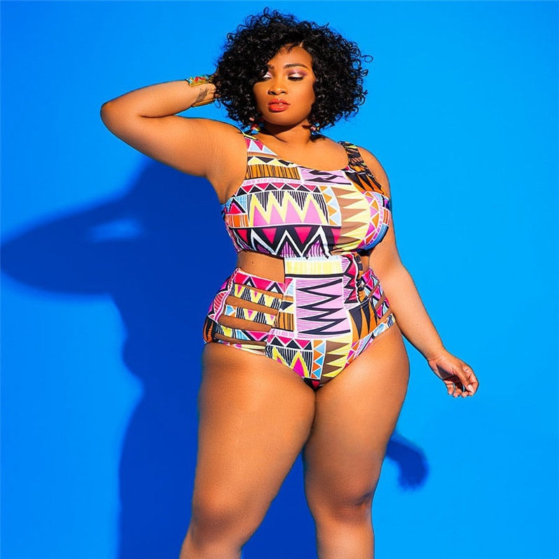 African Print Plus Size One Piece Swimwear - CATICA Couture