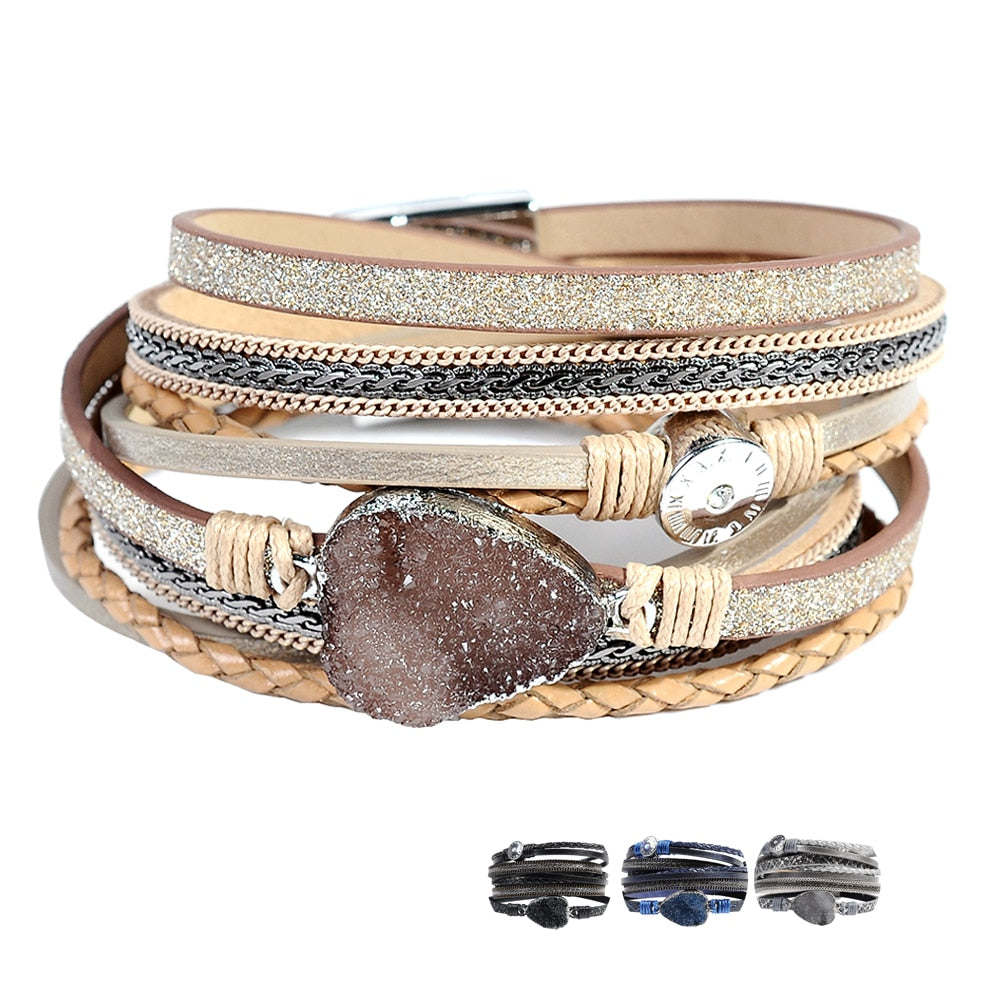 Artilady  Wrap Leather Bangle Charm - Men & Women Fashion Bracelet  | CATICA Couture - CATICA Couture