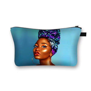 Open image in slideshow, Afro Girl Print Cosmetic Case | CATICA Couture - CATICA Couture
