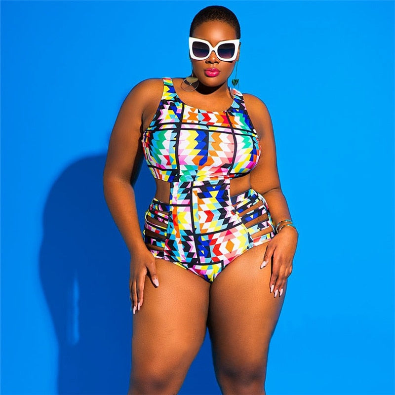 African print plus size swimwear on sale