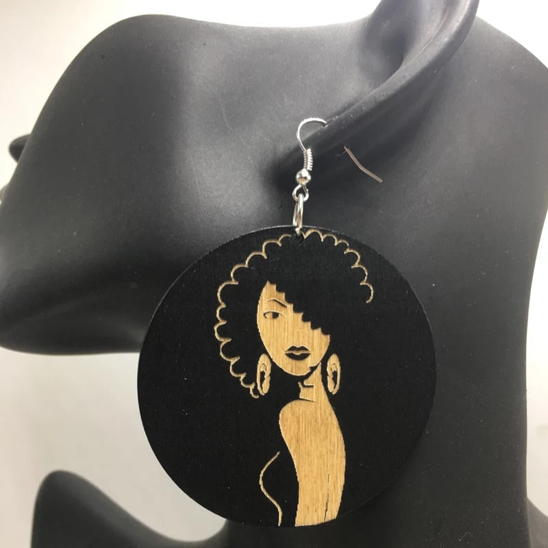 The Black Beauty Round Wooden Earrings | CATICA Couture - CATICA Couture