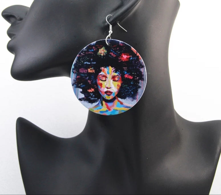 The Pride Round Wooden Graffiti Earrings | CATICA Couture - CATICA Couture