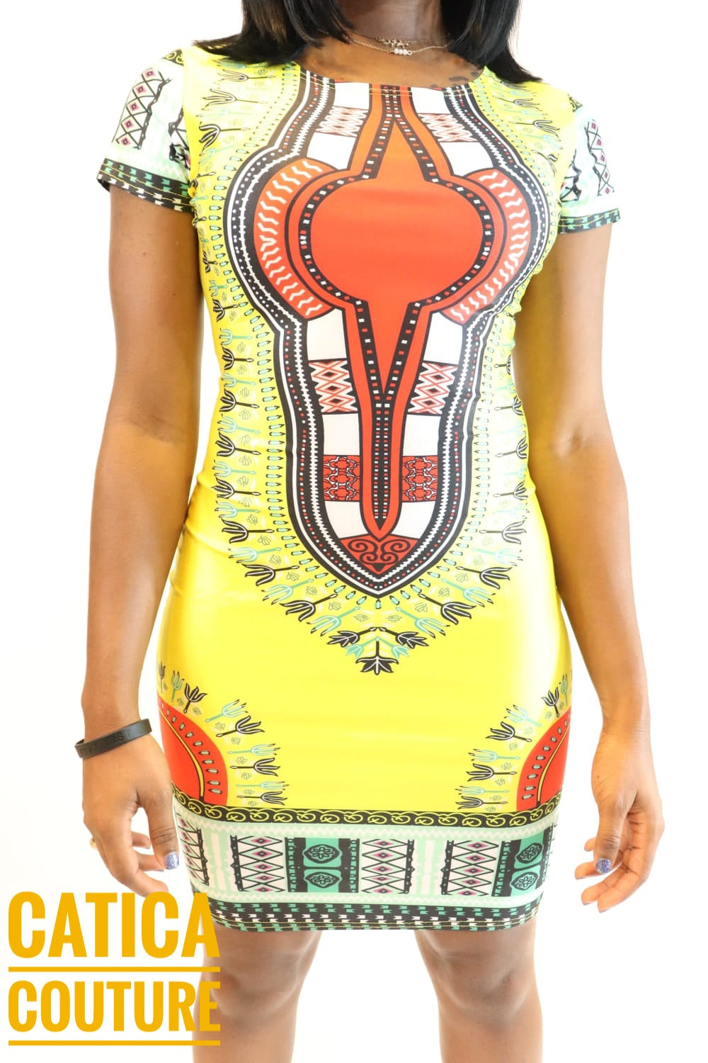 Sun City Yellow Fitted Dress | CATICA Couture - CATICA Couture