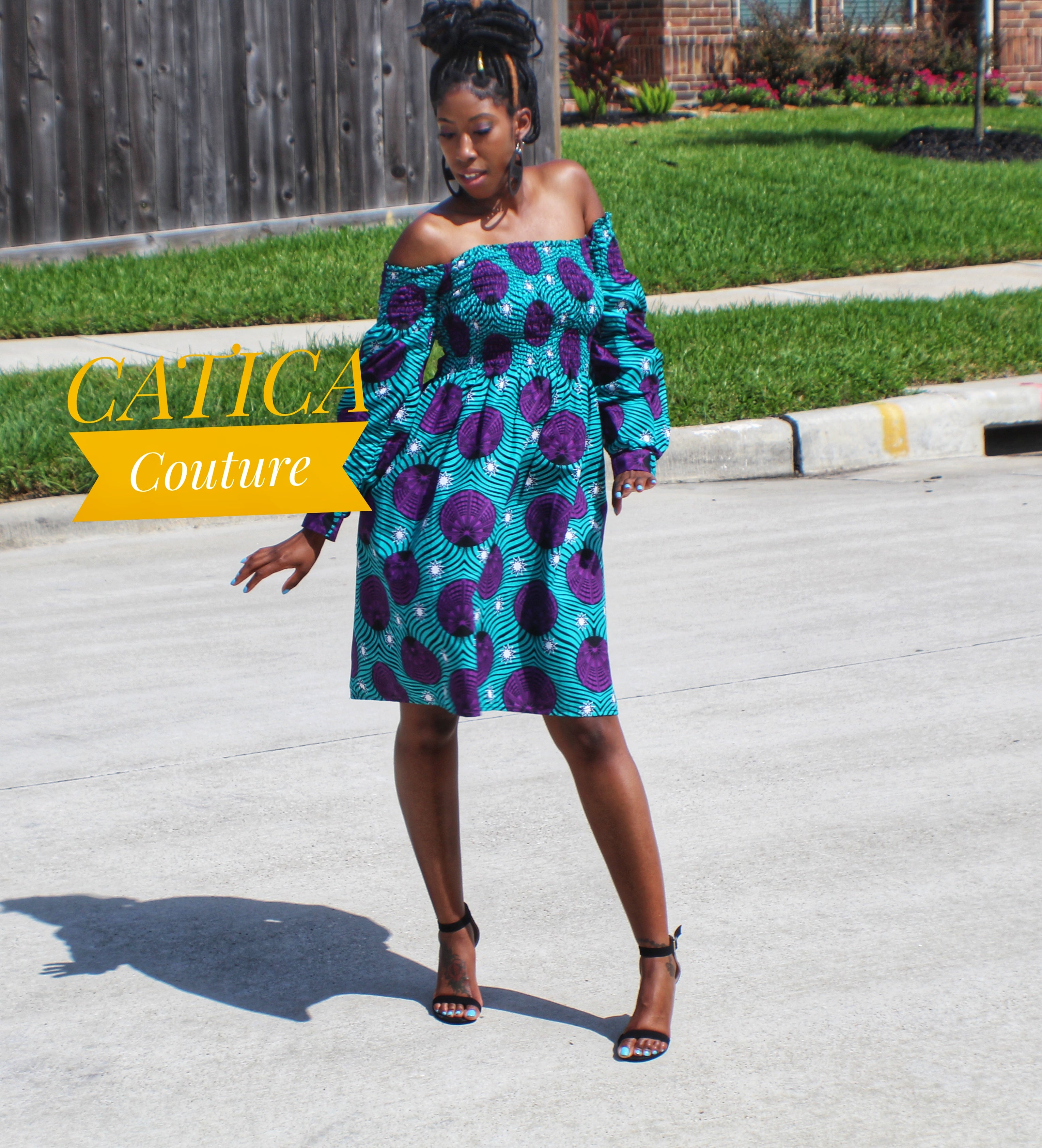 The Harmony Elastic Ankara Dress CATICA Couture
