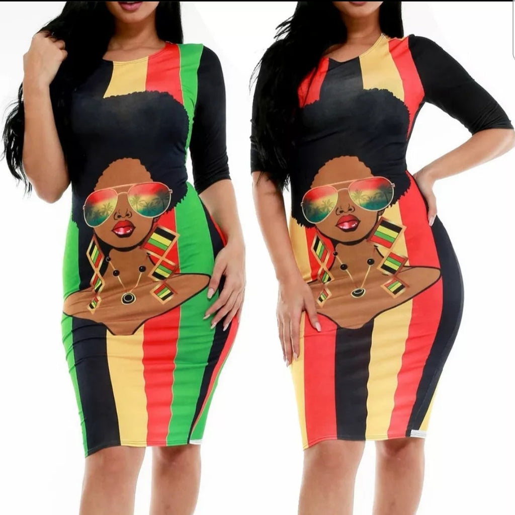 African Queen Stripe Dress | CATICA Couture - CATICA Couture