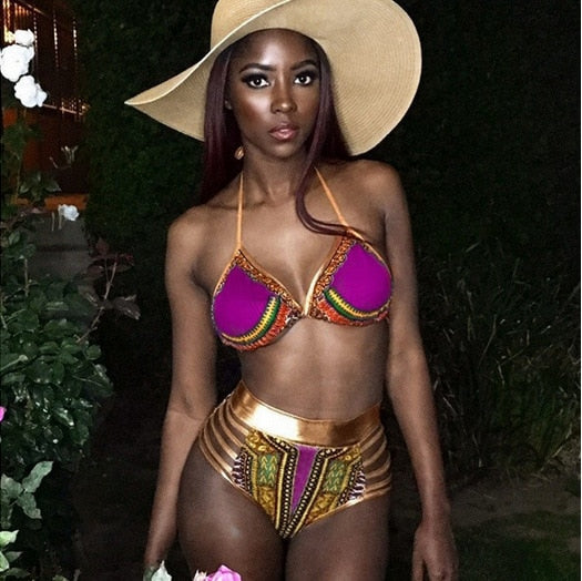 2023 Sexy African Print Two Piece Swimsuit - CATICA Couture