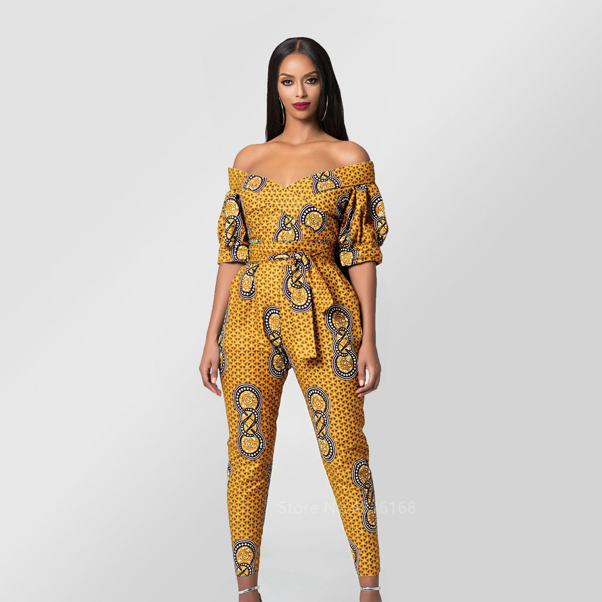 Ladies Dashiki Print Off Shoulder Ankara Style Trousers/Jumpsuit | CATICA Couture - CATICA Couture