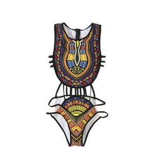 Open image in slideshow, Sexy African Women Ethnic Floral Swimsuit | CATICA Couture - CATICA Couture

