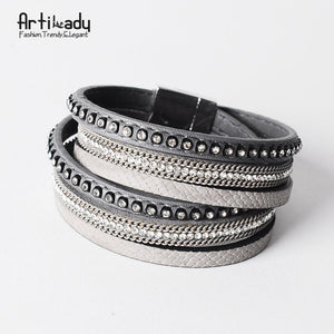 Open image in slideshow, Artilady  Wrap Leather Bangle Charm - Men &amp; Women Fashion Bracelet  | CATICA Couture - CATICA Couture

