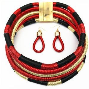 Open image in slideshow, Empire Necklace and Earrings Multi-layer | CATICA Couture - CATICA Couture
