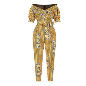 Open image in slideshow, Ladies Dashiki Print Off Shoulder Ankara Style Trousers/Jumpsuit | CATICA Couture - CATICA Couture

