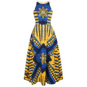 Open image in slideshow, Balance Round Neck Dashiki Maxi Dress | CATICA Couture - CATICA Couture
